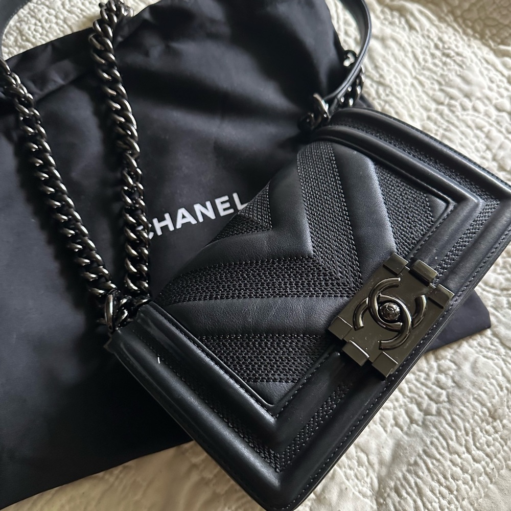 Chanel Chevron Quilted Small Boy Bag